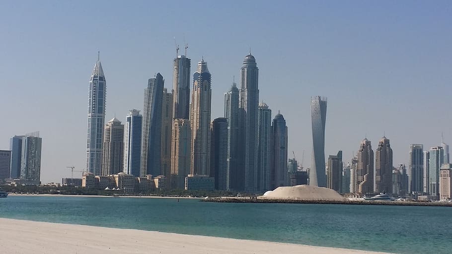 panoramic photography of highrise building, dubai, uae, beach HD wallpaper