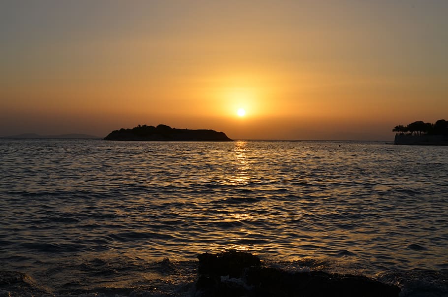 sunset, solar, beach, sky, water, sea, scenics - nature, beauty in nature HD wallpaper