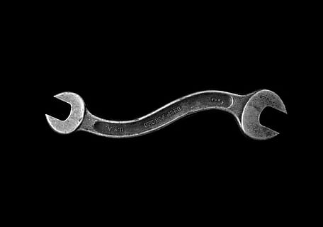 open wrench, gray open wrench, spanner, tool, metal, b and w HD wallpaper