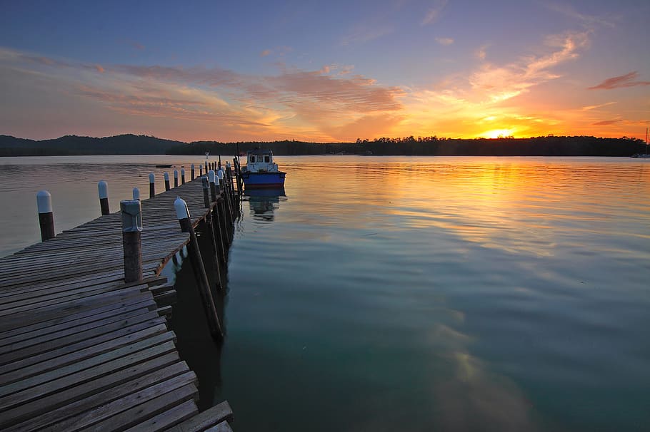 jetty, sea, dawn, landscape, beach, clouds, dock, dusk, ocean HD wallpaper