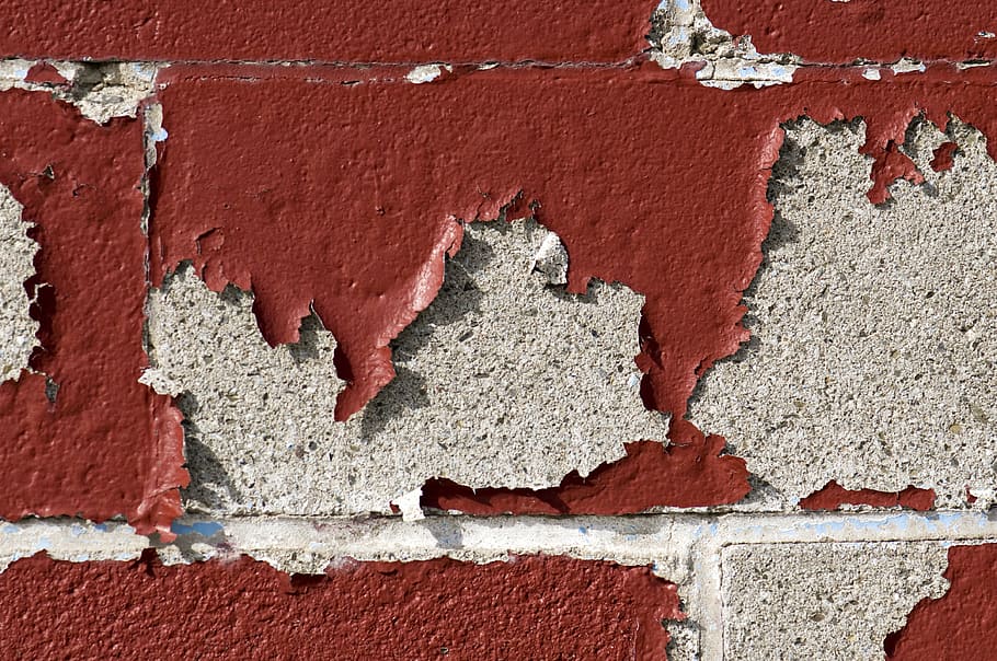 red and gray concrete wall, old, paint, cracked, chipped, peeling HD wallpaper