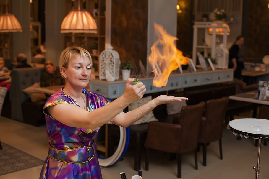 Magic Tricks, Fire, Flame, Show, adults only, only women, people HD wallpaper