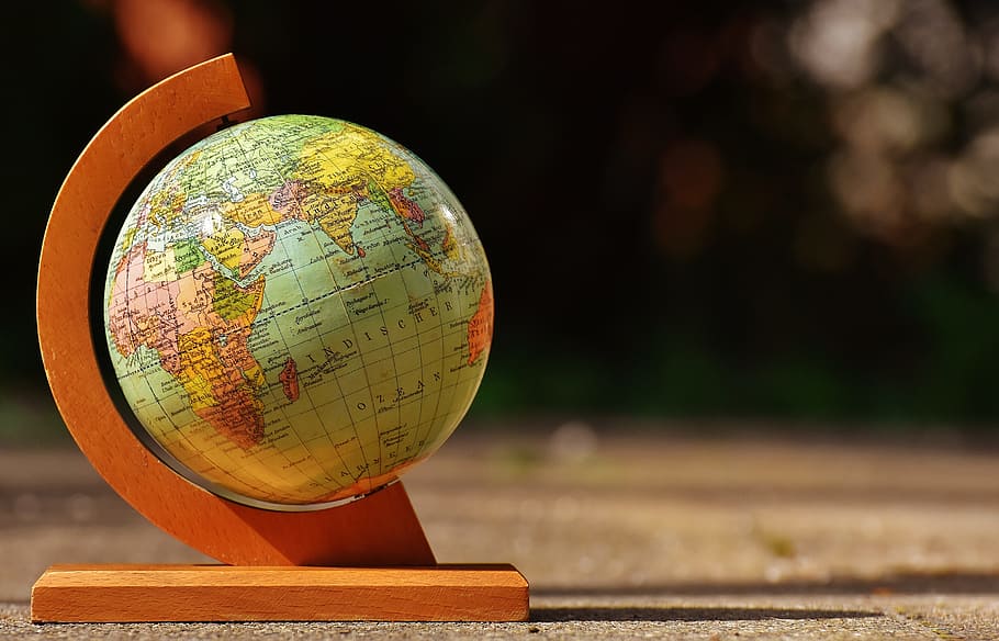 brown and green desk globe, earth, world, old world globe, map HD wallpaper