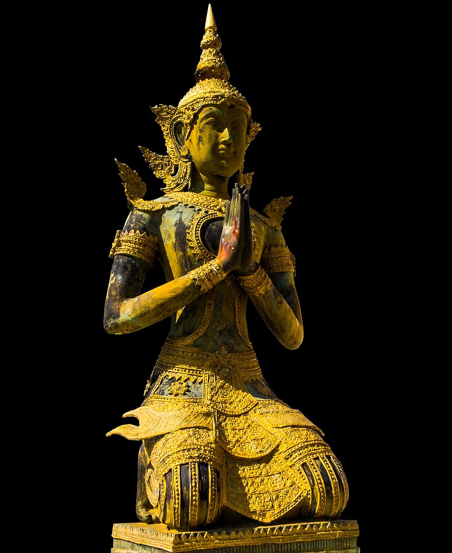 deity, pray, broncefigur, statue, isolated, sculpture, belief HD wallpaper