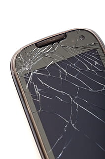 black smartphone with cracked tempered glass, broken, cell phone HD wallpaper