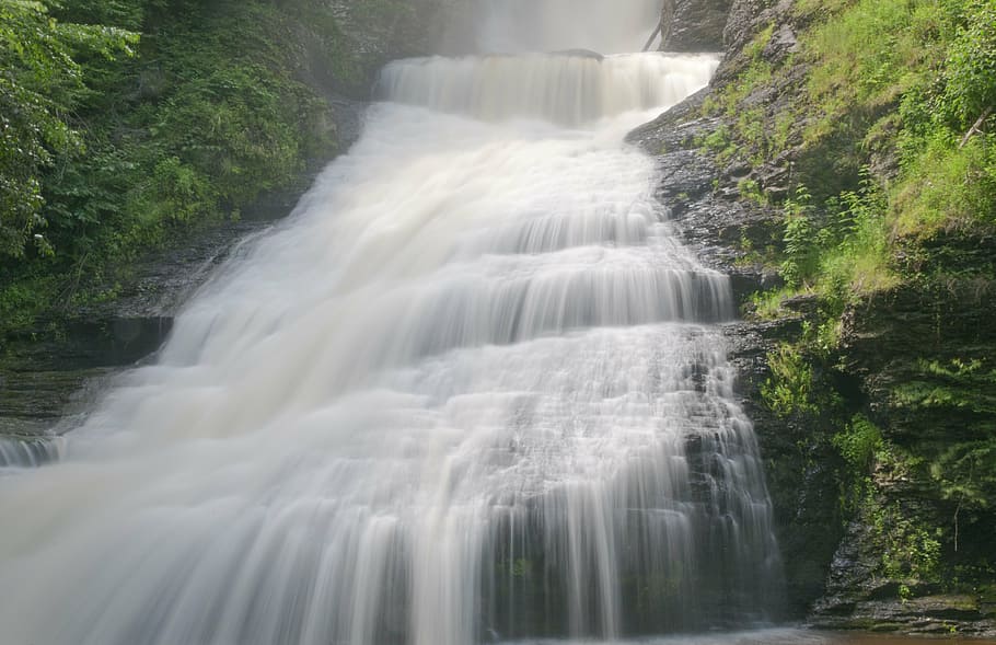 multi-layer water falls, cascade, waterfall, downfall, chute HD wallpaper