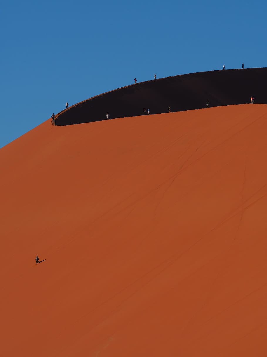 dune, namibia, sossusvlei, sand, sky, clear sky, transportation, HD wallpaper
