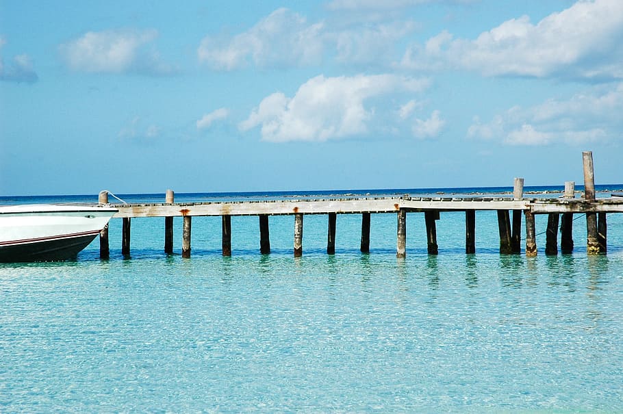 belize, sea, bridge, stilt, wharf, turquoise, water, sky, cloud - sky HD wallpaper
