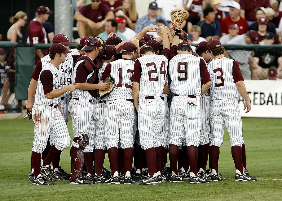 baseball, team, meeting, huddle, game, competition, sport, athlete