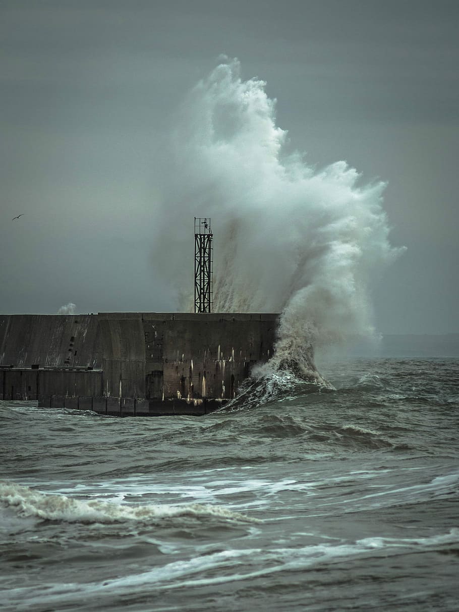 brown tanker ship photography, sea, storm, pier, crimea, vawave.