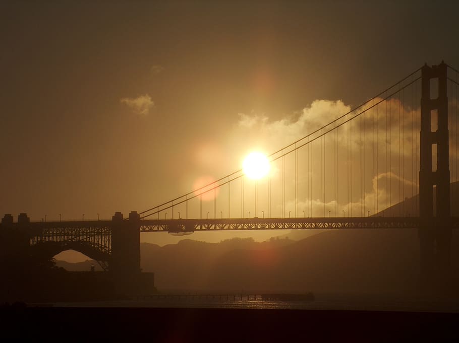 sunset, bridge, famous, built structure, connection, architecture HD wallpaper