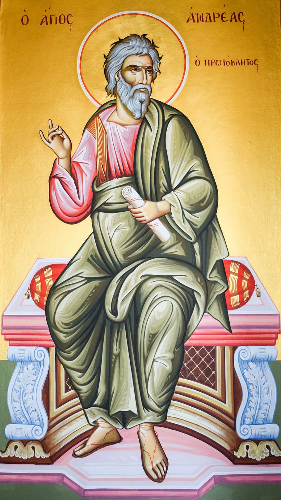 st andrew, saint, iconography, painting, byzantine style, religion, HD wallpaper