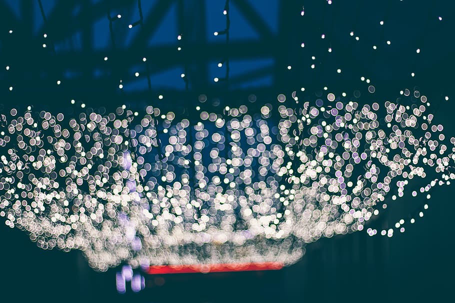 bokeh, lights, night, dark, photography, christmas, holiday HD wallpaper