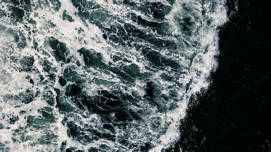 aerial photography of ocean waves, aerial photography of ocean wave HD wallpaper