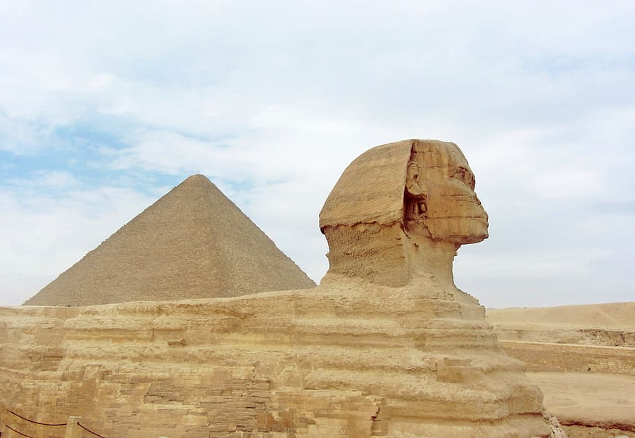 Pyramid, Egyptian, Sphinx, pyramids, stone, monument, old, culture HD wallpaper