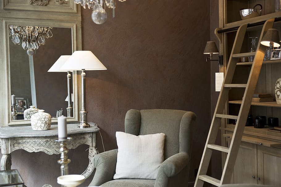 house, lamp, ladder, home, chair, decor, decoration, decorative HD wallpaper