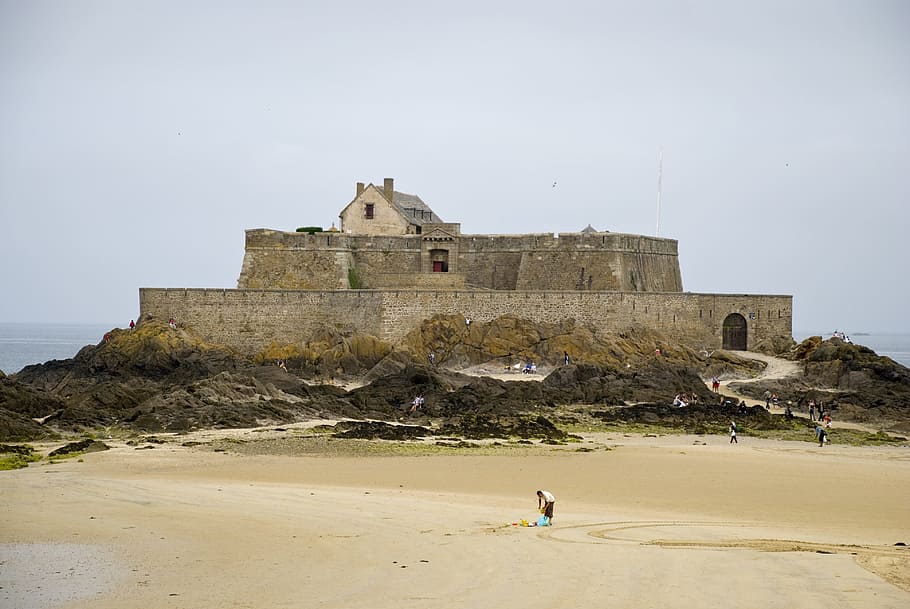 St Malo, France, Brittany, Pirates, curtain wall, fortification, HD wallpaper