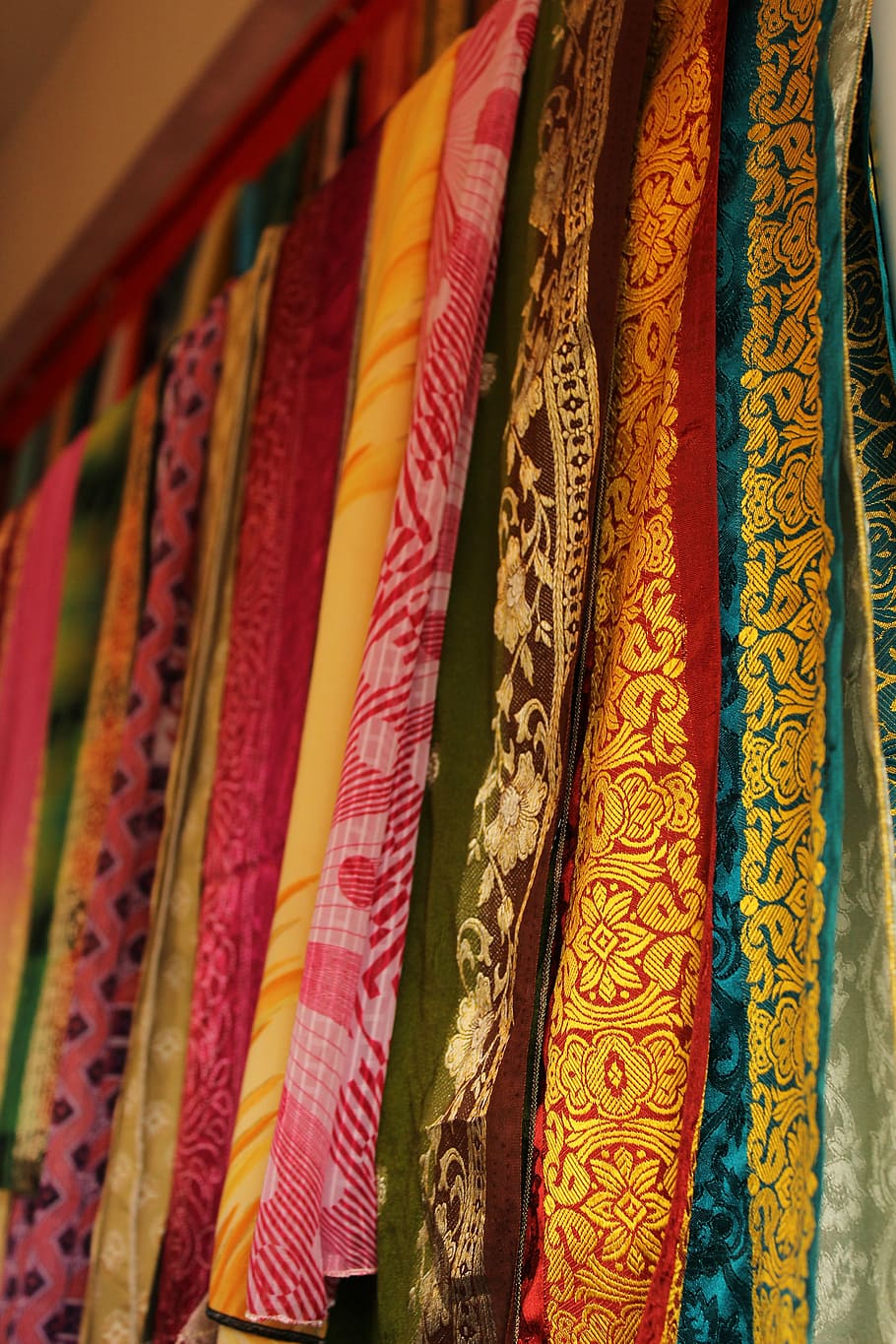 assorted-color dupatta shawl lot, indian, clothes, indian bracelets, HD wallpaper