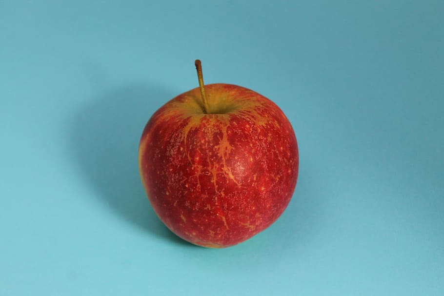Apple, Red, Green, Fruit, Shadow, blue, light, nature, eat HD wallpaper