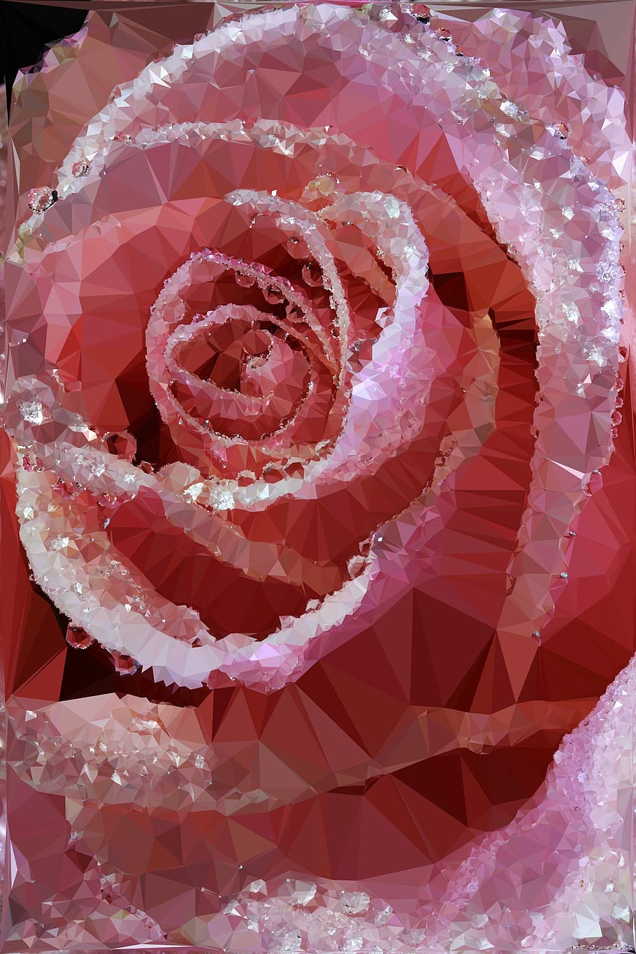 Pink, Rose, Triangle, polygon art, flower, floral, love, romantic HD wallpaper