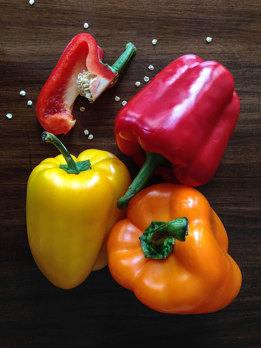 bell peppers, paprika, capsicum, food, healthy, fresh, red, vegetarian, HD wallpaper