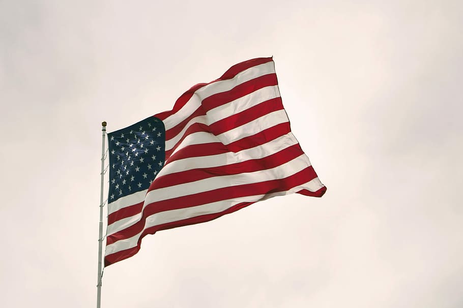 USA flag, wave, wind, windy, patriotic, sign, signifier, star HD wallpaper