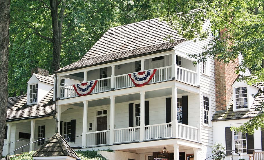 tavern, historic, 1784, mansion, guest house, bunting, publick house, HD wallpaper