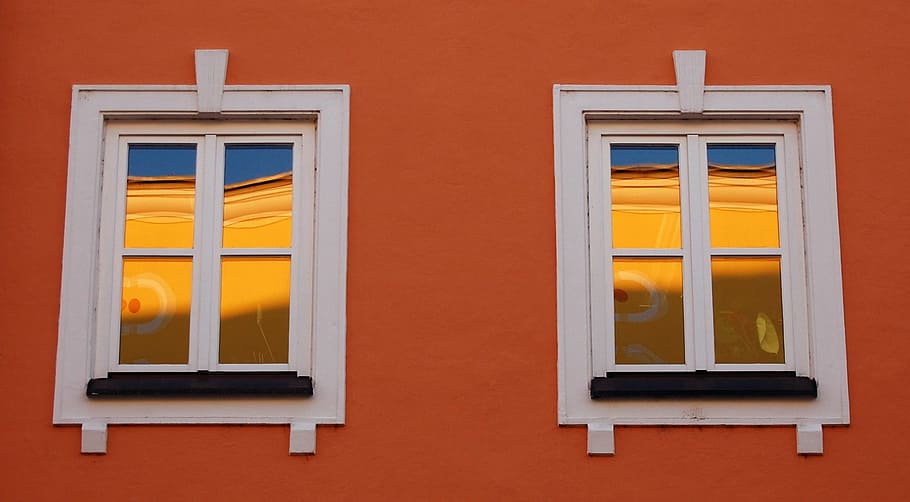 golden, reflections, windows, orange color, yellow, no people HD wallpaper