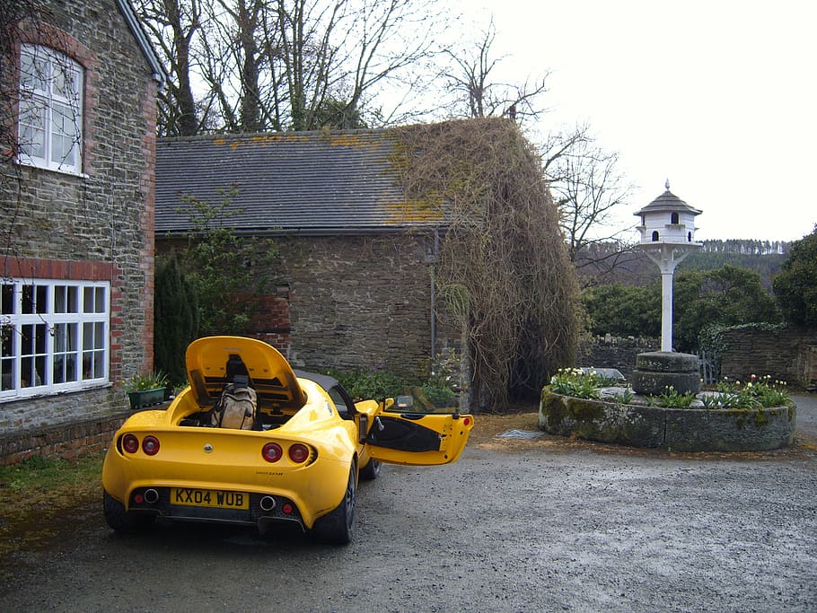 yellow lotus, elise, open, mode of transportation, architecture HD wallpaper
