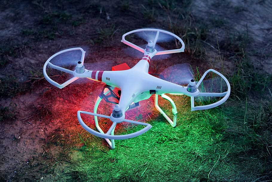 white DJI drone on green grass, phantom, quadcopter, field, agriculture, HD wallpaper