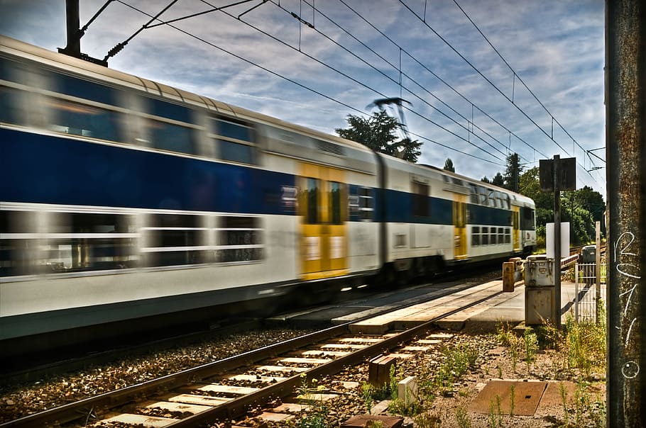Train, Speed, Railway, Hdr, train - vehicle, railroad track HD wallpaper