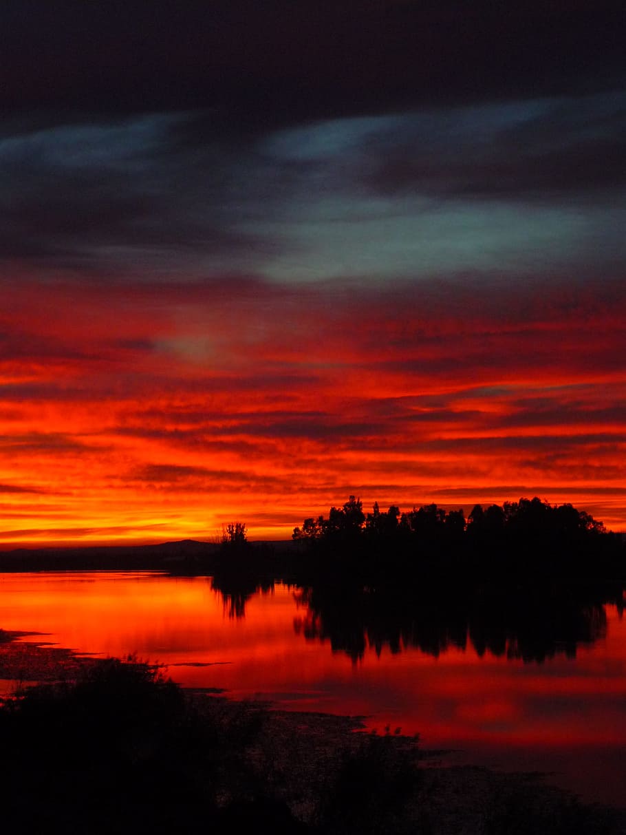 Sunset, Orange, Reflection, Infinity, extensive, soledad, surface HD wallpaper