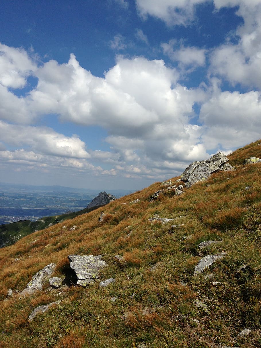 mountains, tatry, sky, clouds, grass, slope, landscape, cloud - sky HD wallpaper