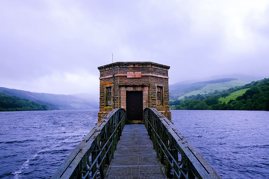 black bridge on body of water, architecture, boat, brick wall HD wallpaper