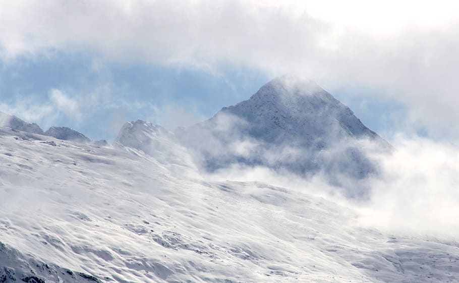 mountains, snow, alpine, winter, zillertal, schlegeis, tyrolean alps, HD wallpaper