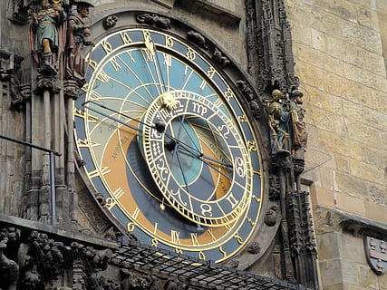 Prague, Astronomical Clock, moon phases, astronomy, time, date HD wallpaper