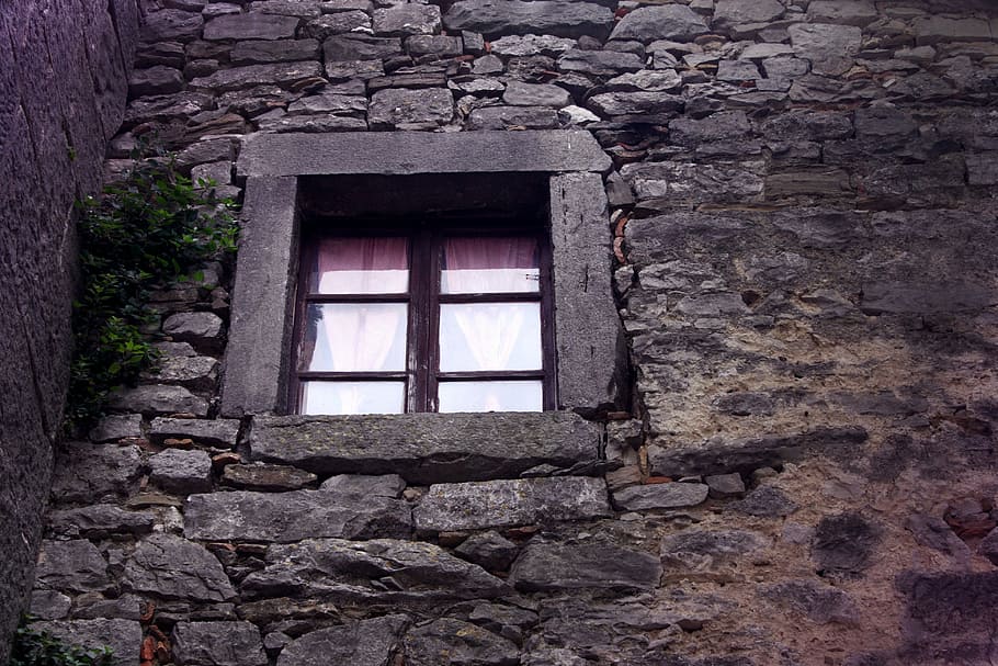 window, view, old, house, stome, home, wall, architecture, built structure HD wallpaper