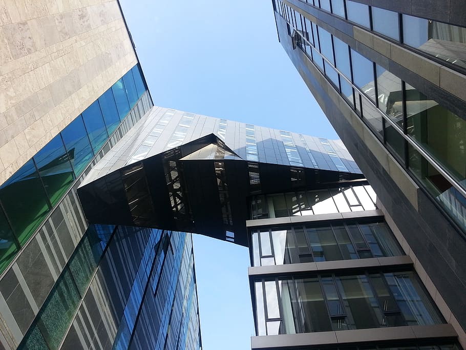 building, glass, mirroring, leipzig, university, reflections HD wallpaper