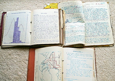 three assorted-title books, School, Books, Exercise, Geography HD wallpaper
