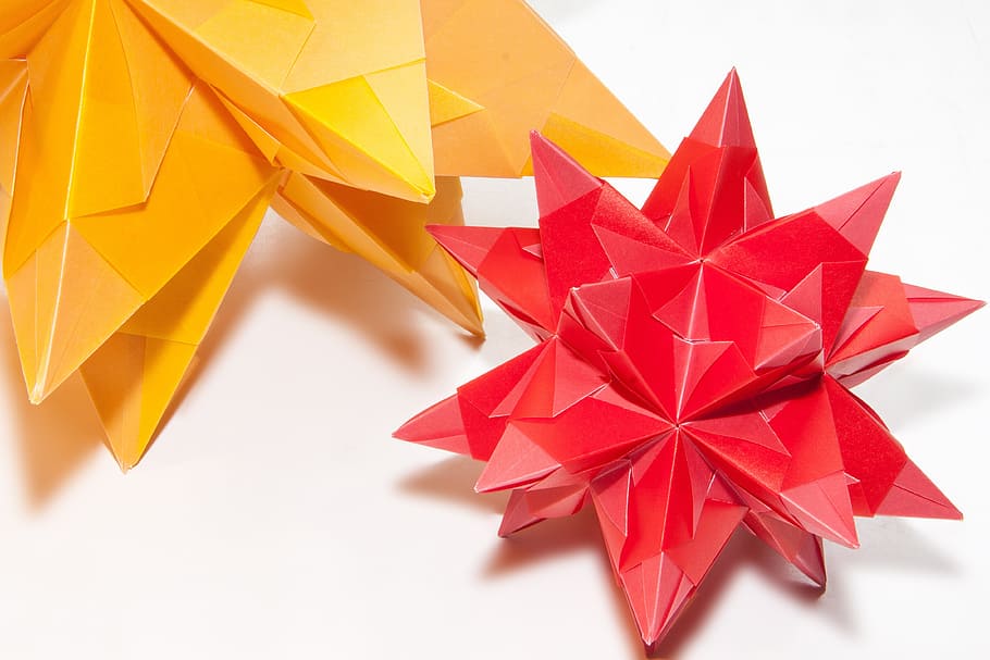 origami, art of paper folding, 3 dimensional, object, star, HD wallpaper