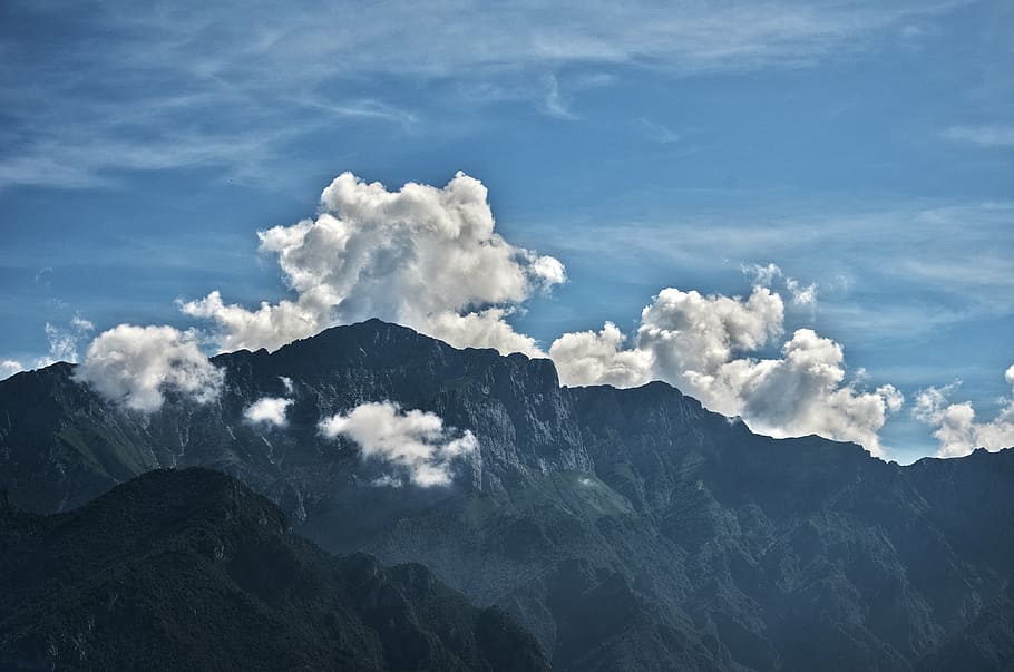 mountains, clouds, sky, landscape, vista, mountain landscape HD wallpaper