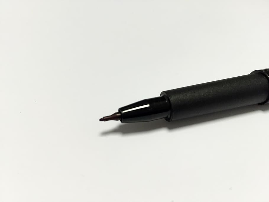 black pen on white surface, office, desk, leave, stationery HD wallpaper