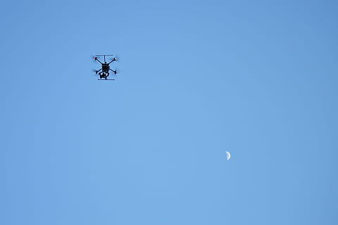 drone, air, moon, technology, remote, aircraft, copter, flight HD wallpaper