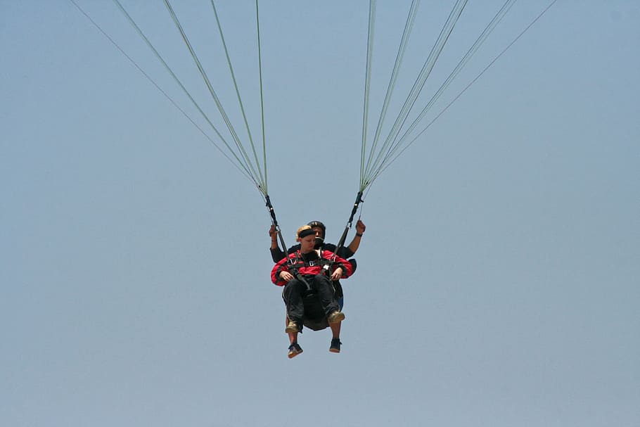 paragliding, parachute, sky, air, paraglider, dom, adventure, HD wallpaper