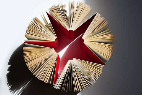 five red books, pages, expanded, star, sigmund freud, student's edition HD wallpaper