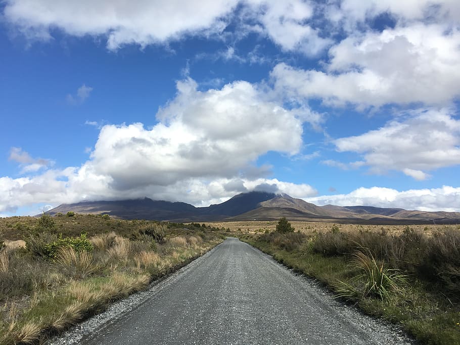 Sky, Road, Landscape, Mountain, Grass, highway, travel, nature HD wallpaper