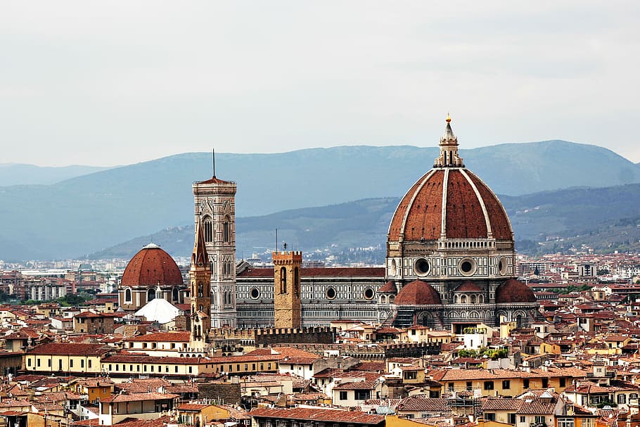 white and brown concrete dome building during daytime, aerial view of brown dome building during daytime, HD wallpaper