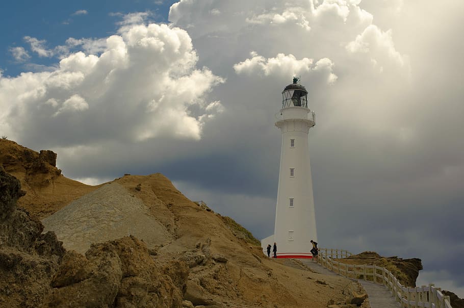 lighthouse under cloudy sky, Beacon, Warning, Shore, navigation HD wallpaper