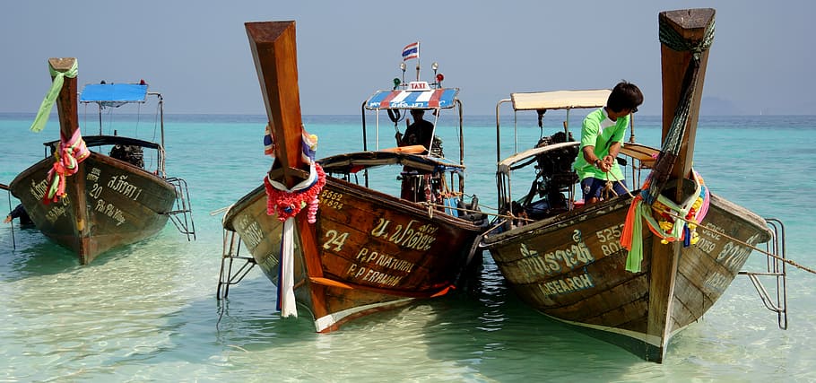 boat, krabi, phuket, sea, beach, thailand, island, longtail