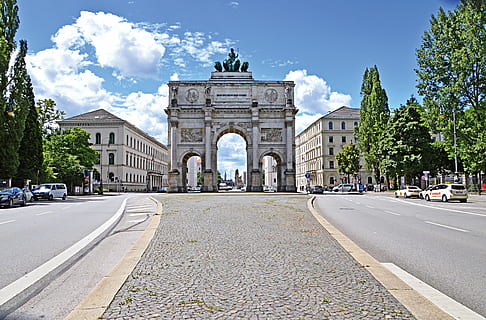 stone gate during daytime, Munich, Siegestor, Building, Germany HD wallpaper